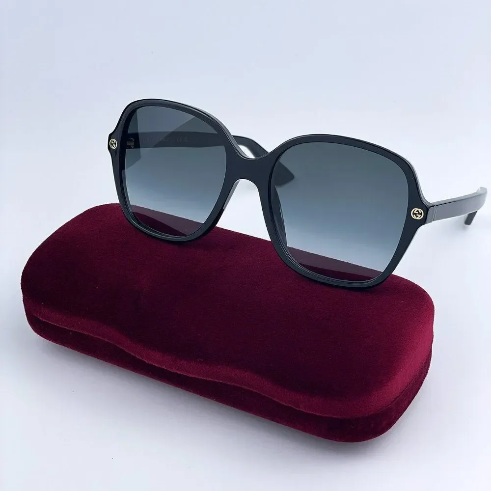 NEW Gucci GG0092S 001 Black Grey Gradient Oval Women Sunglasses